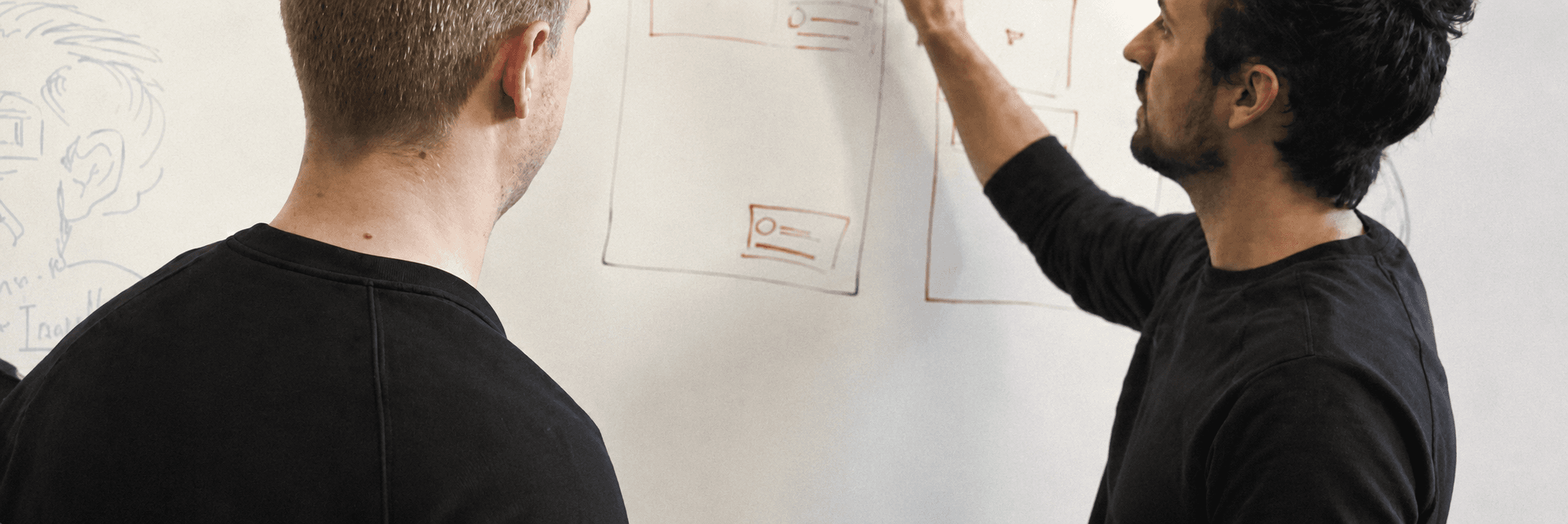 Nicer team mapping a product at a whiteboard