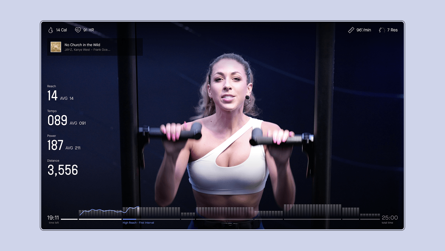 Screenshot of live workout view with instructor