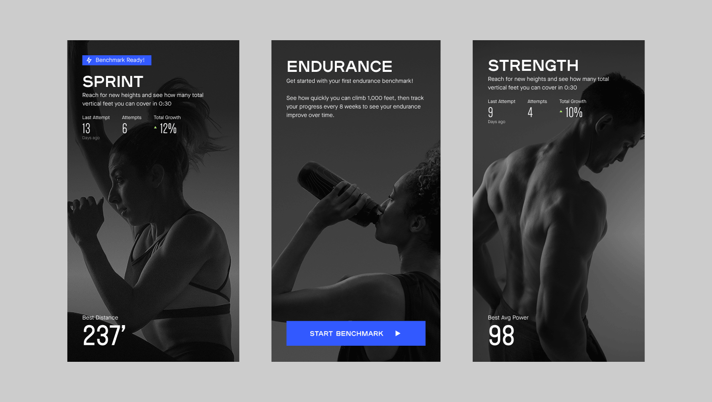 Screenshot of benchmark category screens
