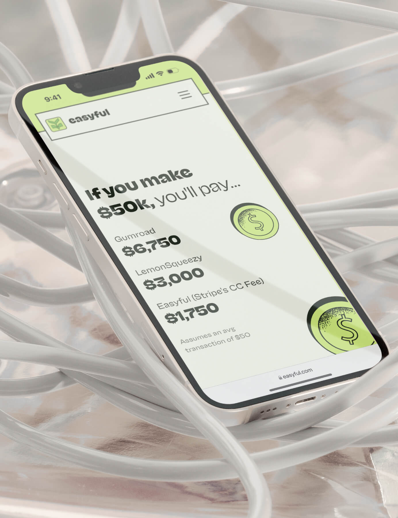 Photo of iPhone showing fee comparison