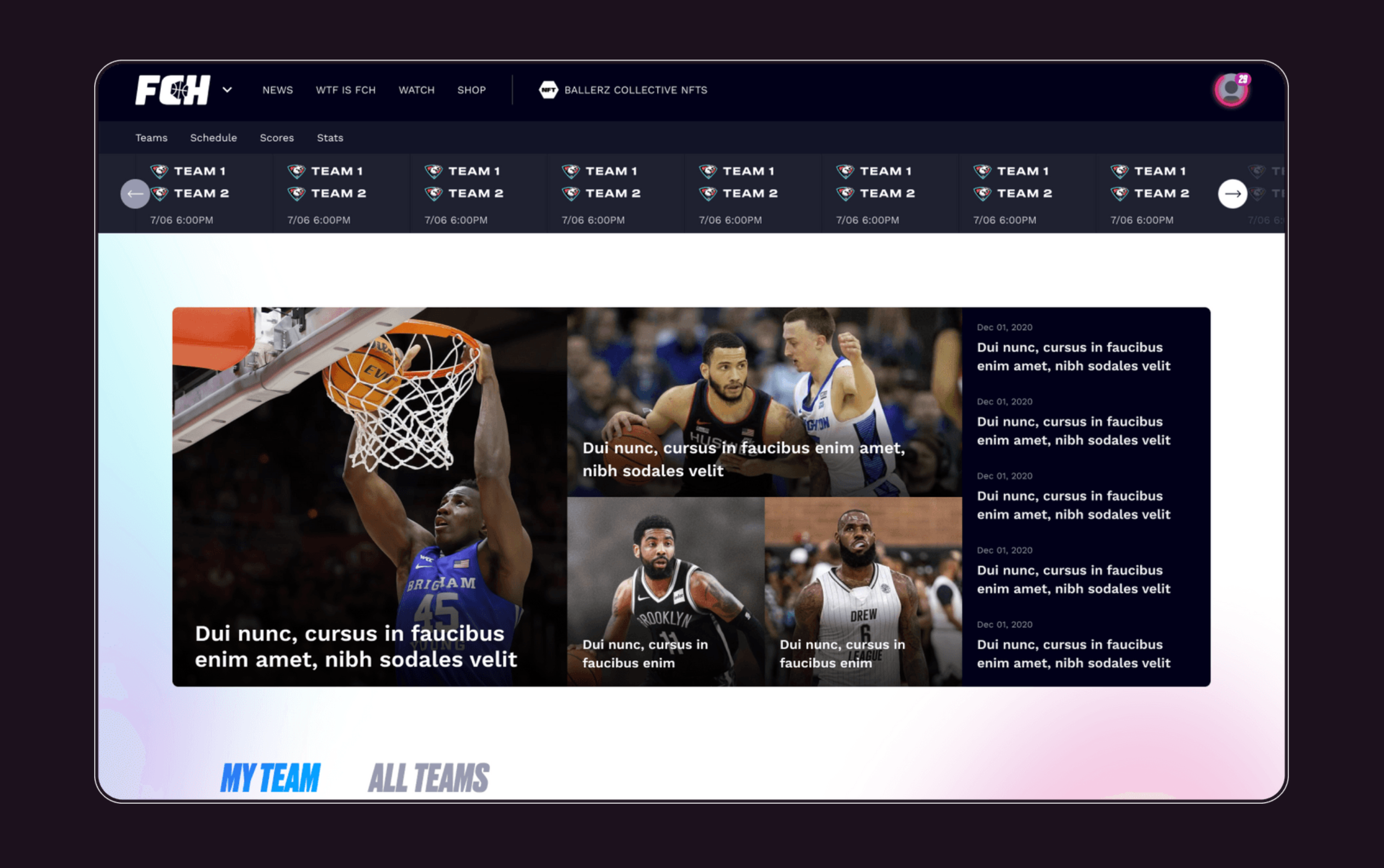Screenshot of FCH website